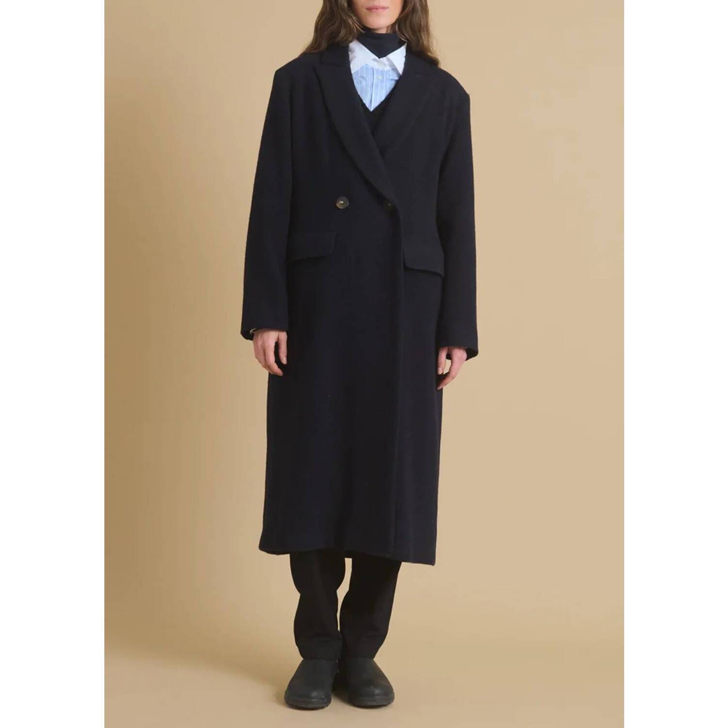New Diega Marno Long Coat In Marine